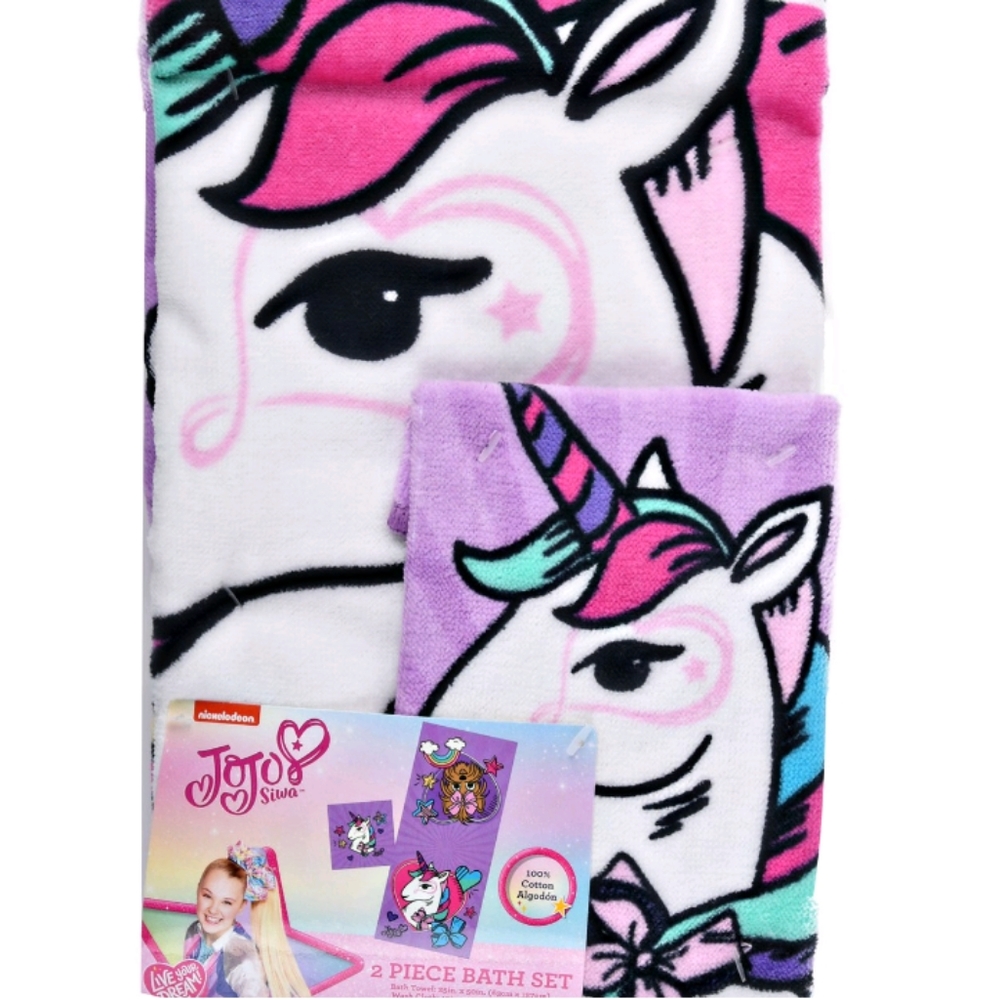 🆕 JoJo Siwa 2pc Bath Towel Set NWT